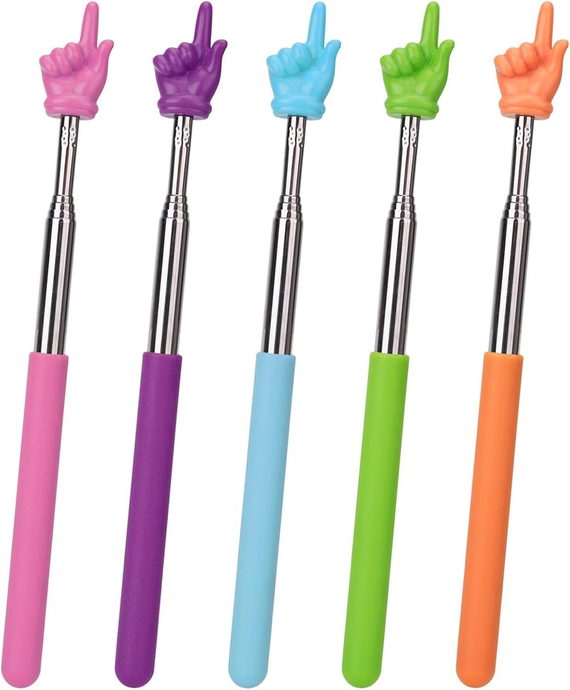 Dumero Extendable Finger Pointer Stick, School Collapsible Telescoping Long Hand Pointing Stick, Classroom Must Have Supplies Essentials, 5 Pack - Image 1